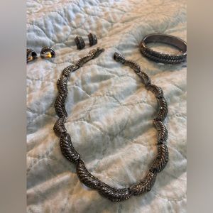 sterling silver Judith Jack Set - necklace, bracelet, and two earrings
